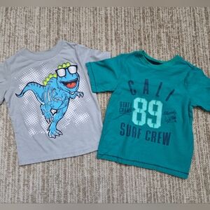 GAP Factory Dark Green Cali Surf Shirt & Healthtex Gray Dinosaur Shirt